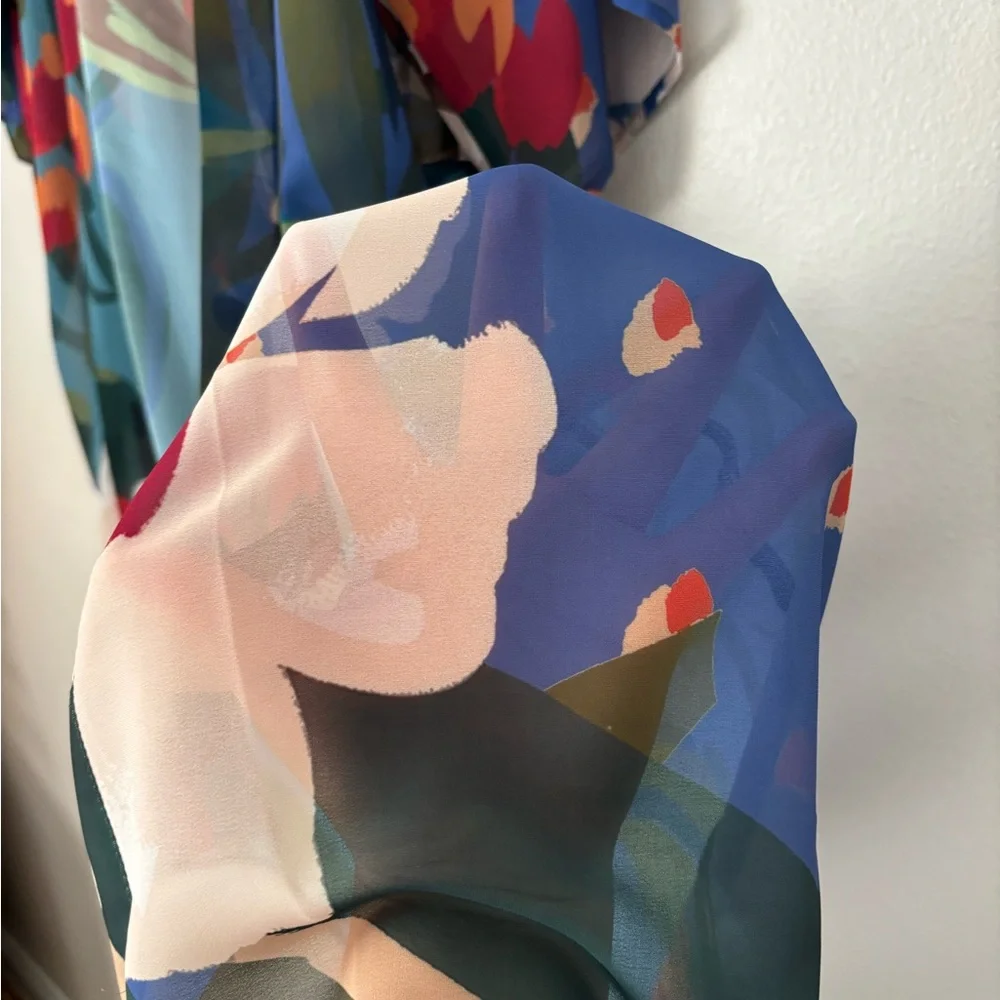 Chicos Gottex Botanical Gardens Sheer Kimono Cover Up Robe